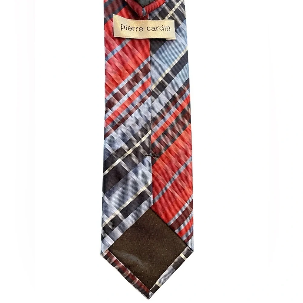 ❤️💙Pierre Cardin Red, Navy and Light Blue Checkered Tie. Classic Style!
